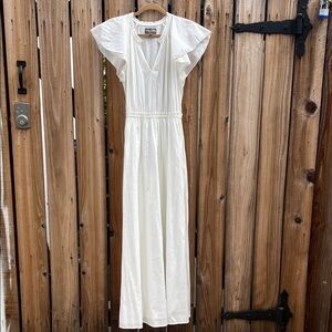 Michael Stars cream/white Flutter Sleeve 100% cottonMaxi Dress